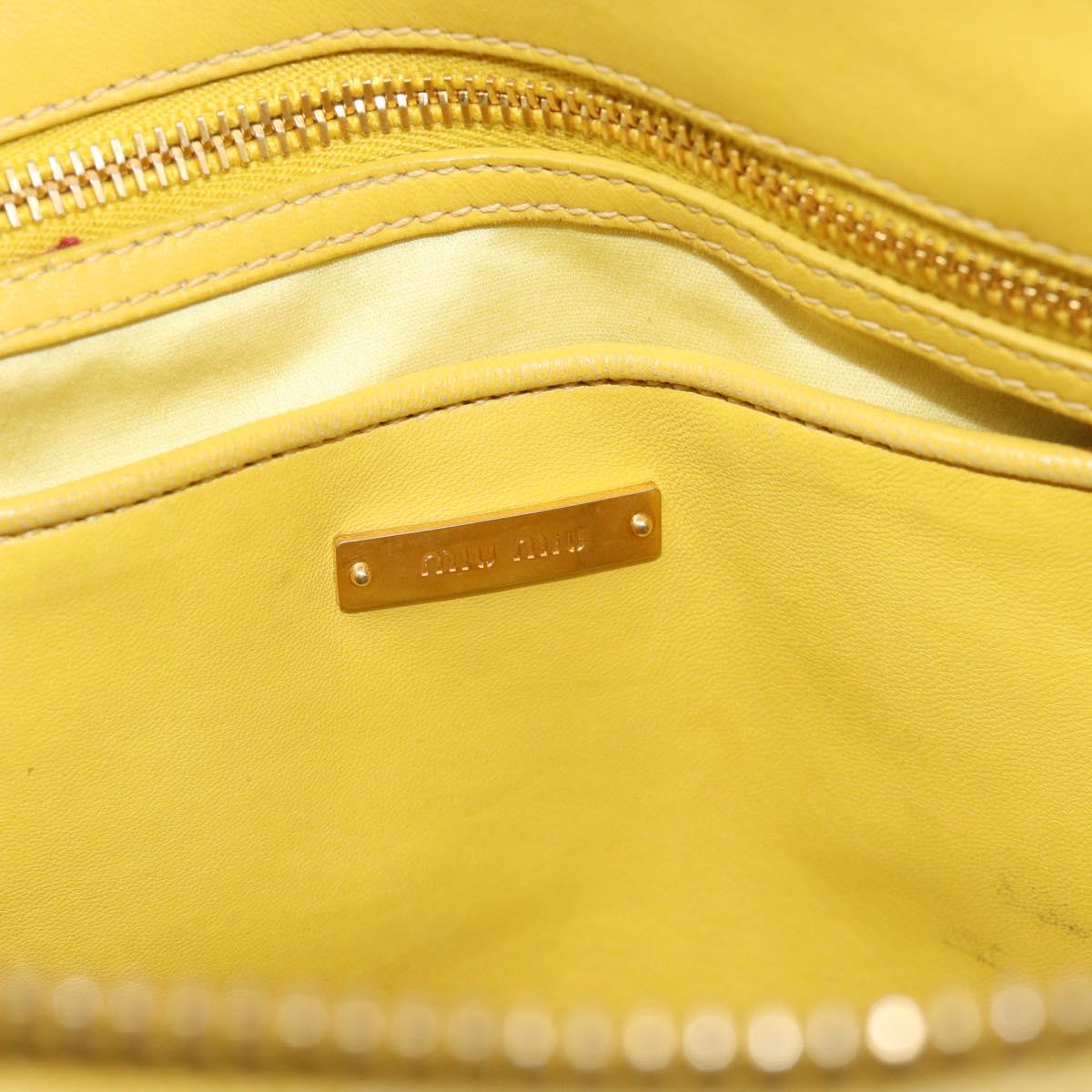 Miu Miu Matelasse Hand Bag Leather Yellow Gold Auth 215815