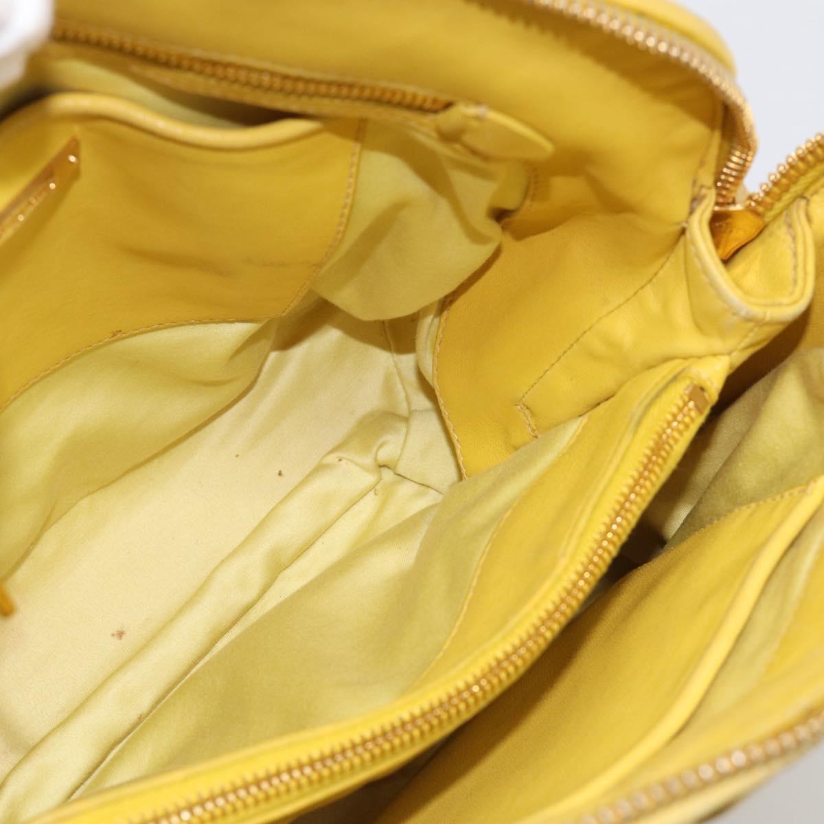 Miu Miu Matelasse Hand Bag Leather Yellow Gold Auth 215815