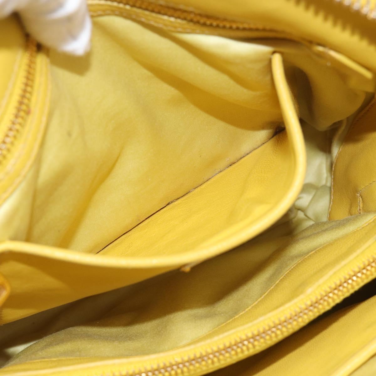 Miu Miu Matelasse Hand Bag Leather Yellow Gold Auth 215815