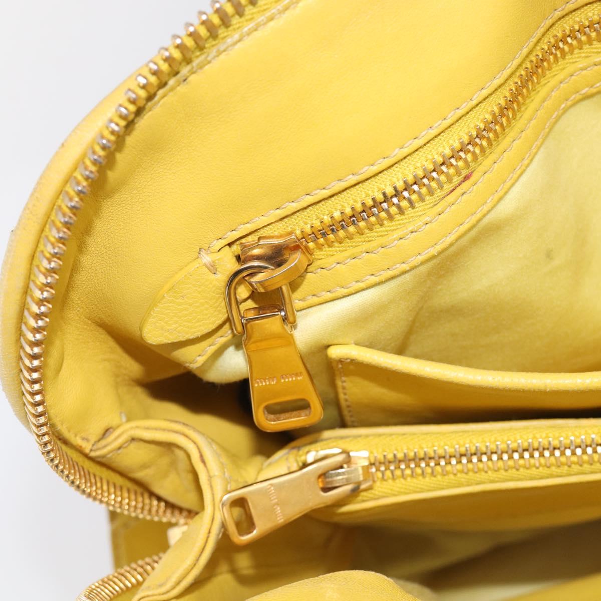 Miu Miu Matelasse Hand Bag Leather Yellow Gold Auth 215815