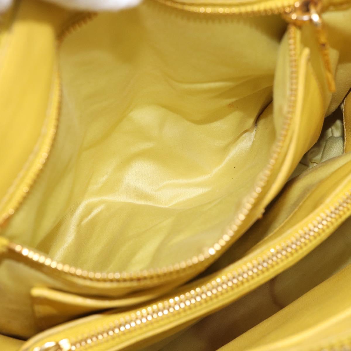Miu Miu Matelasse Hand Bag Leather Yellow Gold Auth 215815