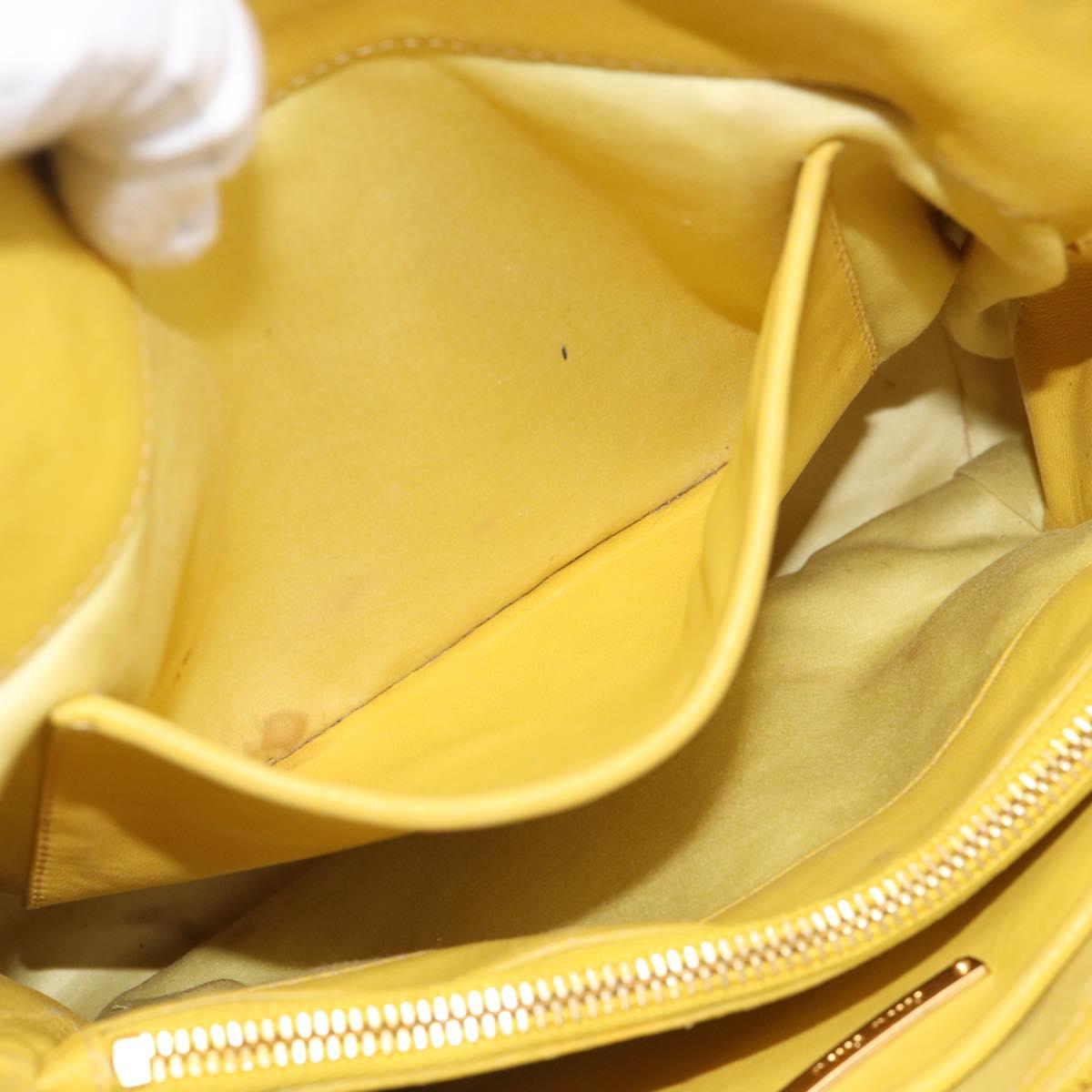 Miu Miu Matelasse Hand Bag Leather Yellow Gold Auth 215815