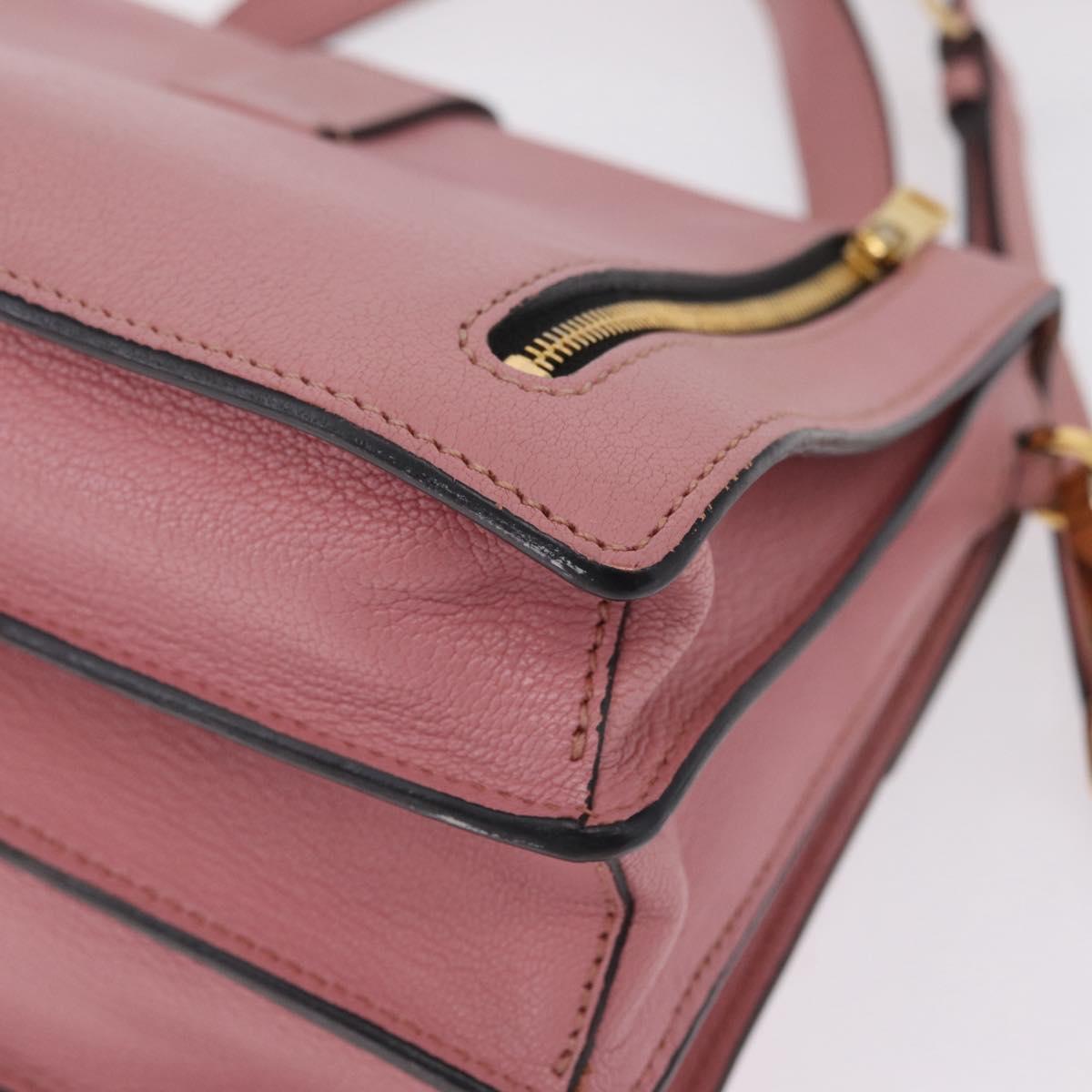Miu Miu Madras Hand Bag Leather 2way Pink Gold Auth 215832A