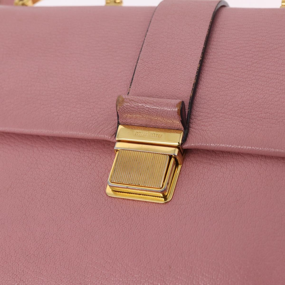 Miu Miu Madras Hand Bag Leather 2way Pink Gold Auth 215832A