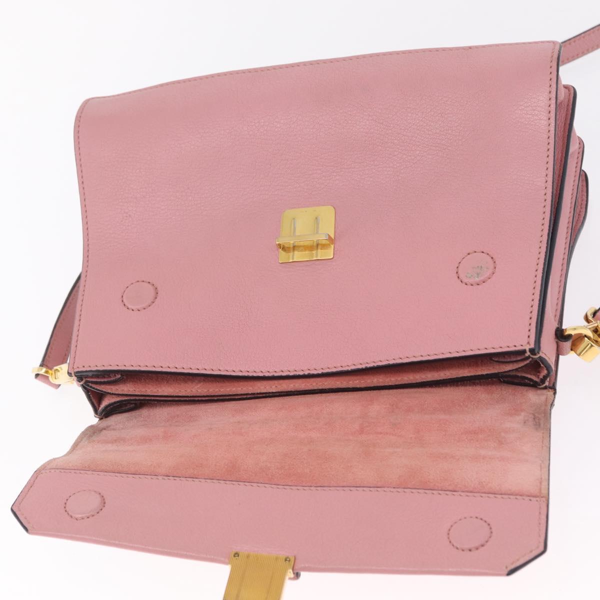 Miu Miu Madras Hand Bag Leather 2way Pink Gold Auth 215832A