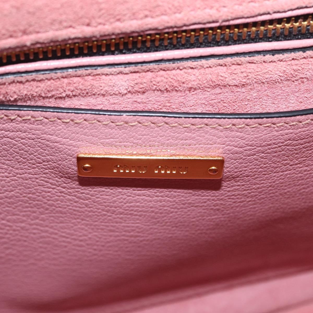 Miu Miu Madras Hand Bag Leather 2way Pink Gold Auth 215832A