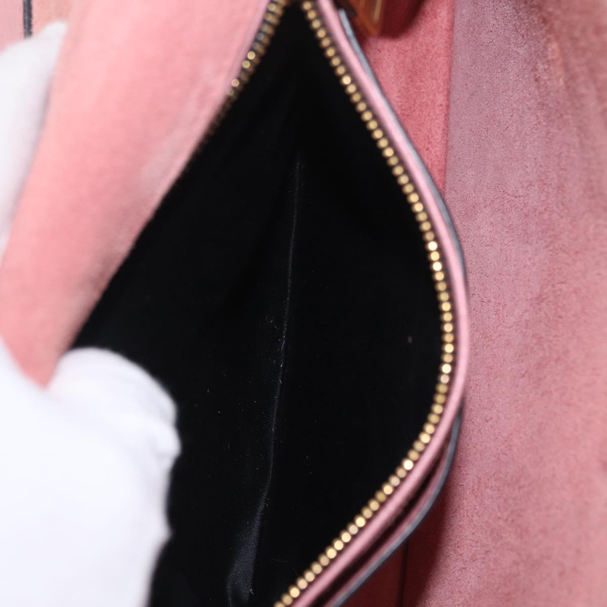 Miu Miu Madras Hand Bag Leather 2way Pink Gold Auth 215832A