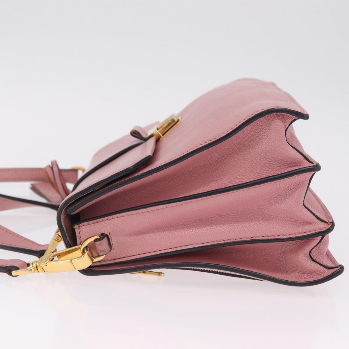 Miu Miu Madras Hand Bag Leather 2way Pink Gold Auth 215832A