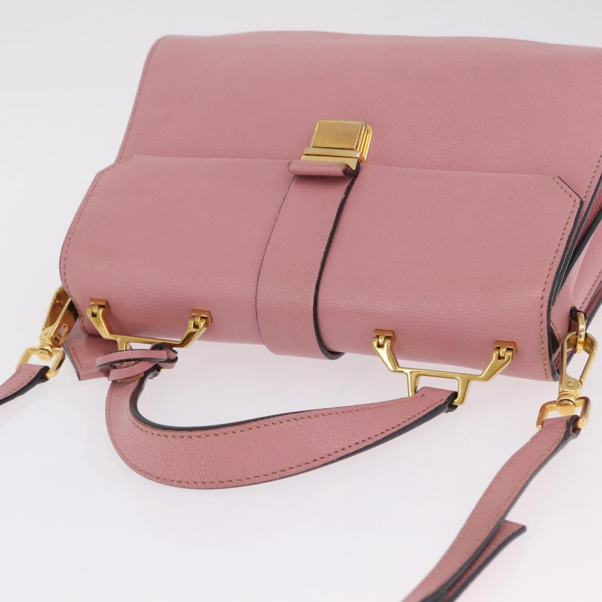Miu Miu Madras Hand Bag Leather 2way Pink Gold Auth 215832A