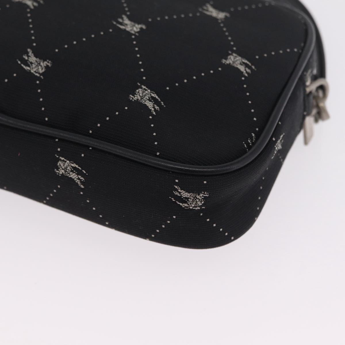 BURBERRY Blue Label Accessory Pouch Canvas Black Silver Auth 216132A