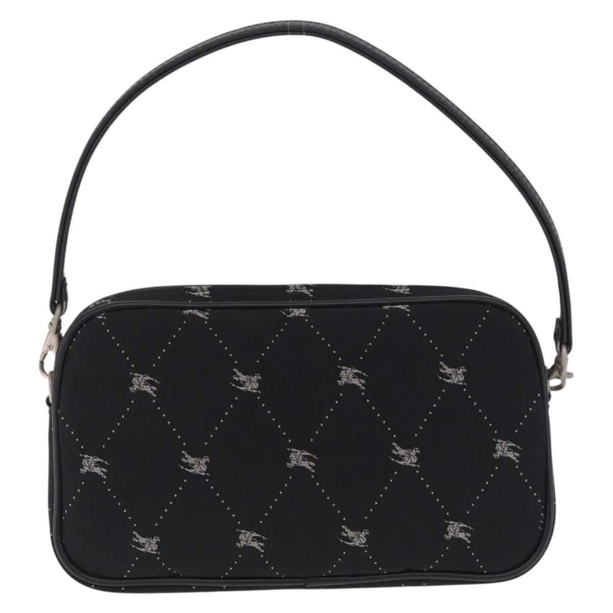 BURBERRY Blue Label Accessory Pouch Canvas Black Silver Auth 216132A