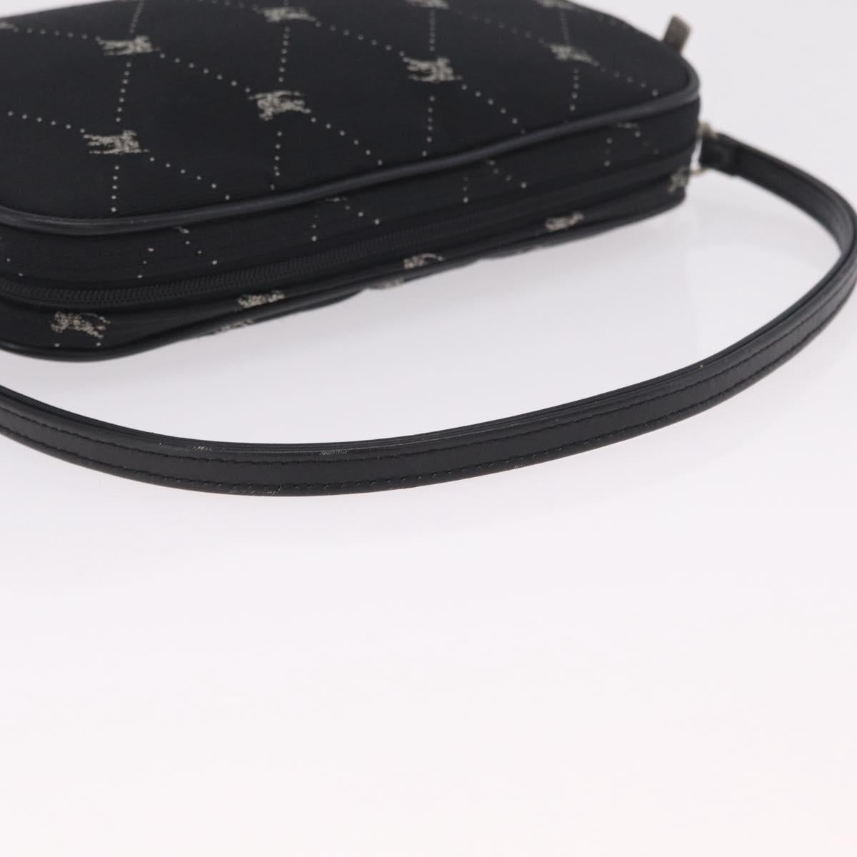 BURBERRY Blue Label Accessory Pouch Canvas Black Silver Auth 216132A