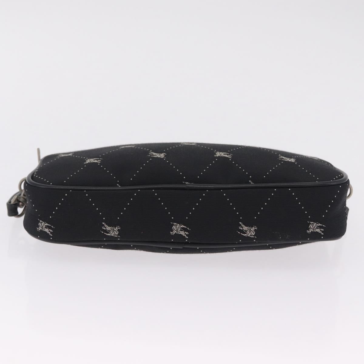 BURBERRY Blue Label Accessory Pouch Canvas Black Silver Auth 216132A