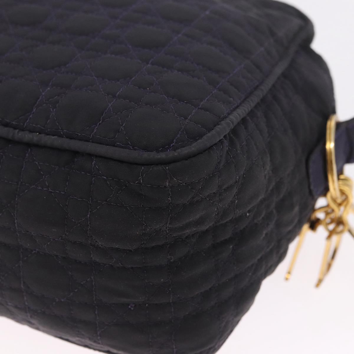 Christian Dior Canage Shoulder Bag Canvas Navy Gold Auth 216133