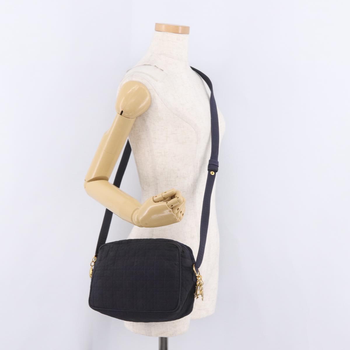 Christian Dior Canage Shoulder Bag Canvas Navy Gold Auth 216133