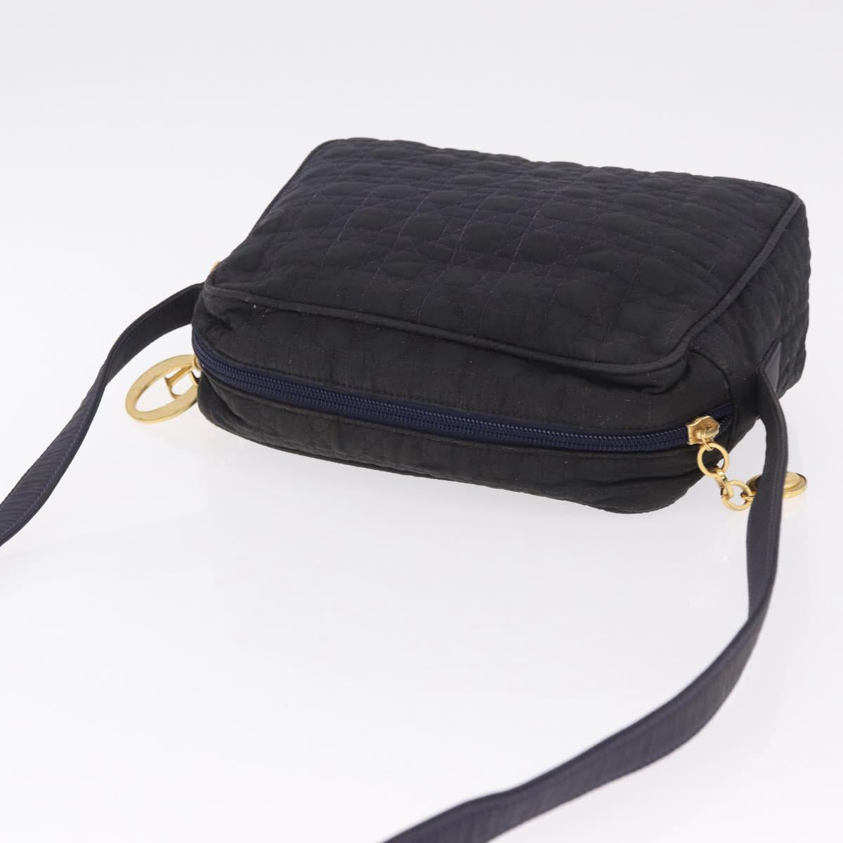 Christian Dior Canage Shoulder Bag Canvas Navy Gold Auth 216133