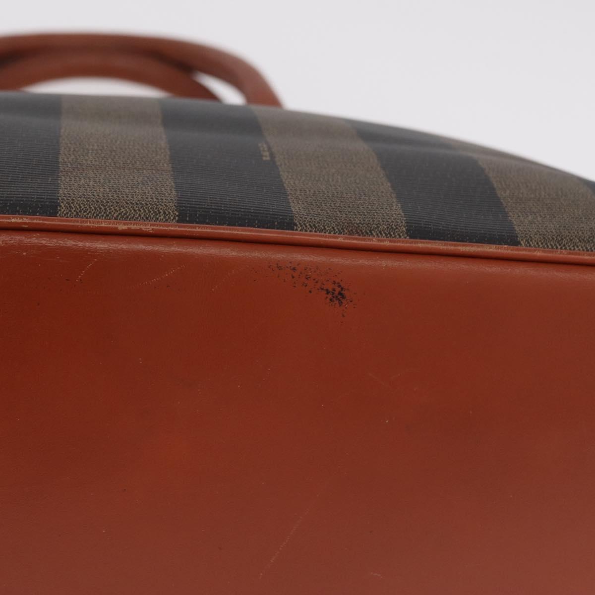 FENDI Pequin Canvas Tote Bag PVC Black Brown Auth 216136