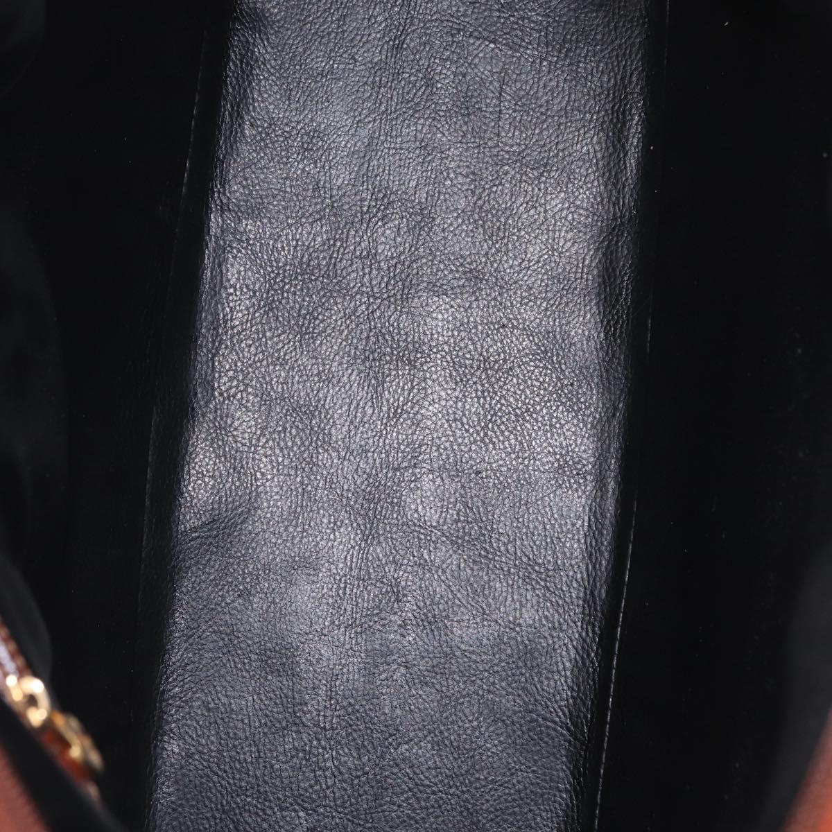 FENDI Pequin Canvas Tote Bag PVC Black Brown Auth 216136