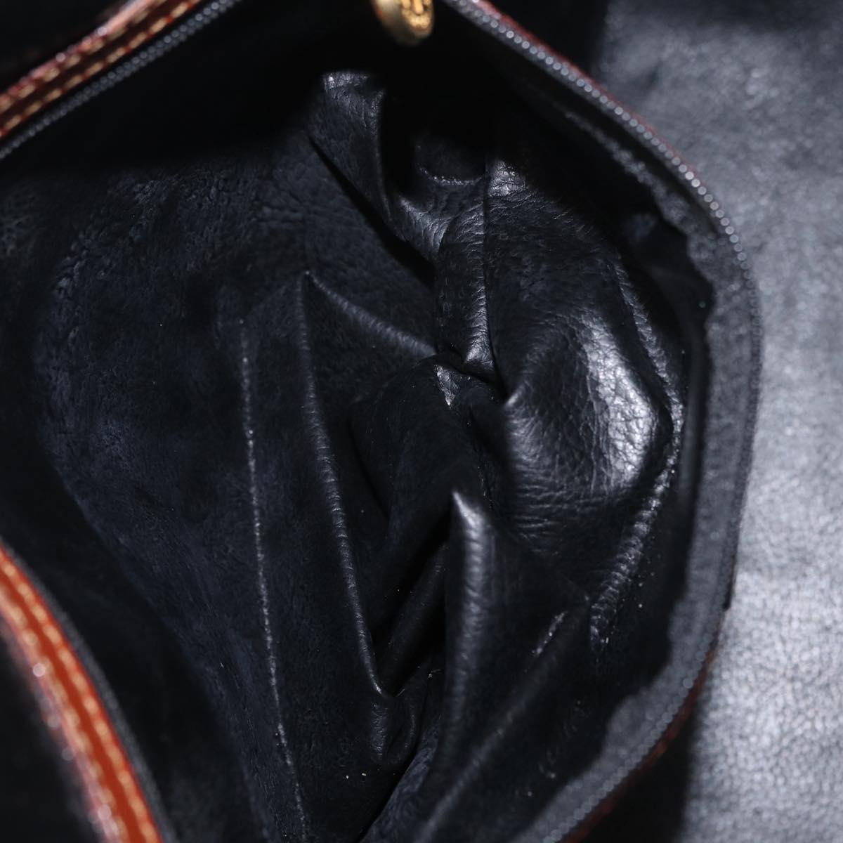 FENDI Pequin Canvas Tote Bag PVC Black Brown Auth 216136