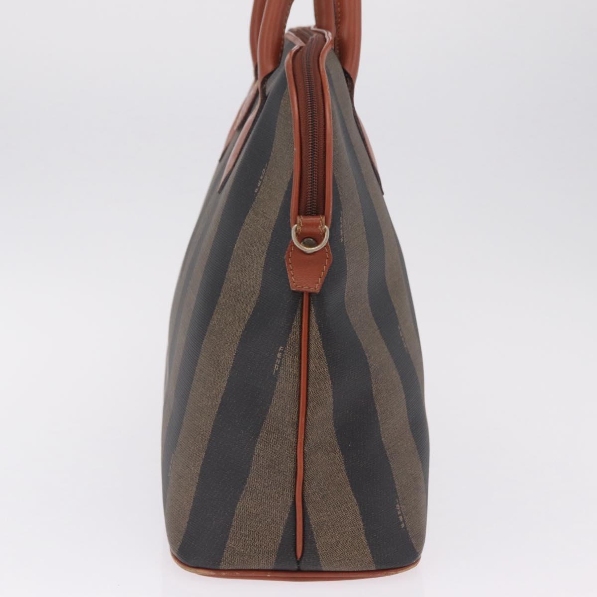 FENDI Pequin Canvas Tote Bag PVC Black Brown Auth 216136