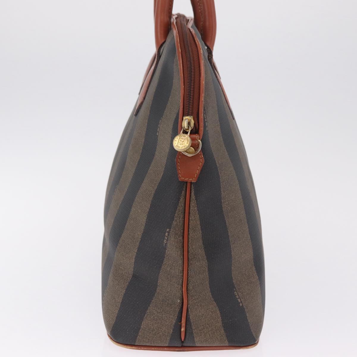 FENDI Pequin Canvas Tote Bag PVC Black Brown Auth 216136