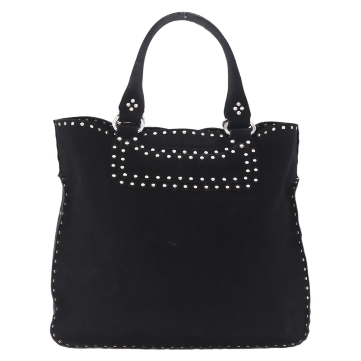 CELINE Boogie Bag Tote Bag Suede Black Silver Auth 216143A