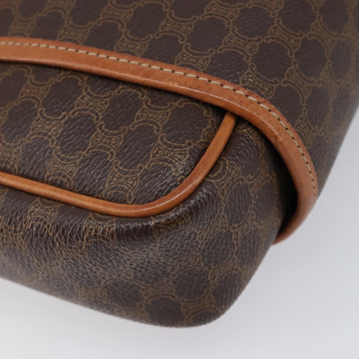 CELINE Macadam Canvas Shoulder Bag PVC Leather Brown Gold Auth 216146A