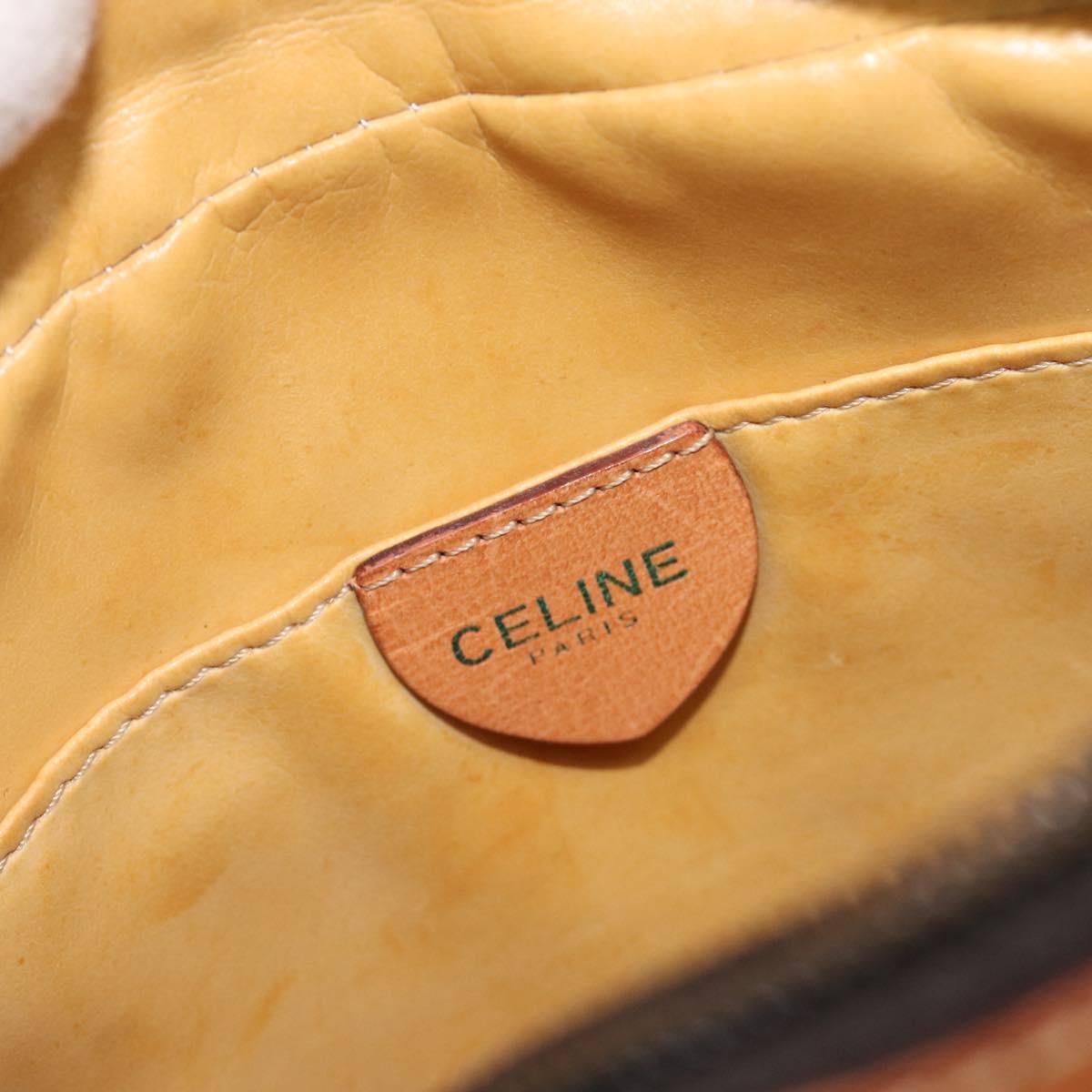 CELINE Macadam Canvas Shoulder Bag PVC Leather Brown Gold Auth 216146A
