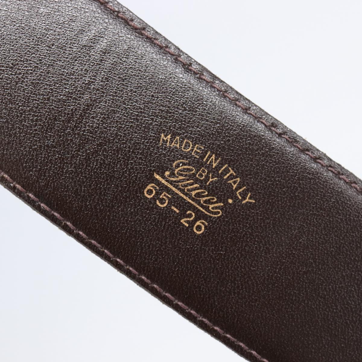 GUCCI Interlocking Belt Leather 31.9"" 65-26 Dark Brown Gold Auth 216149A