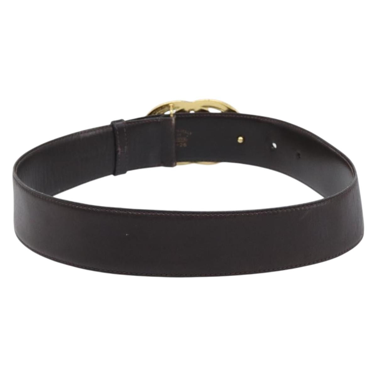 GUCCI Interlocking Belt Leather 31.9"" 65-26 Dark Brown Gold Auth 216149A