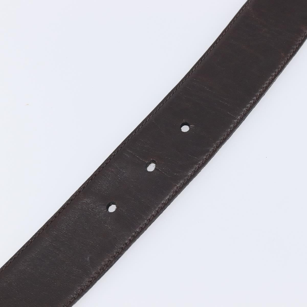GUCCI Interlocking Belt Leather 31.9"" 65-26 Dark Brown Gold Auth 216149A