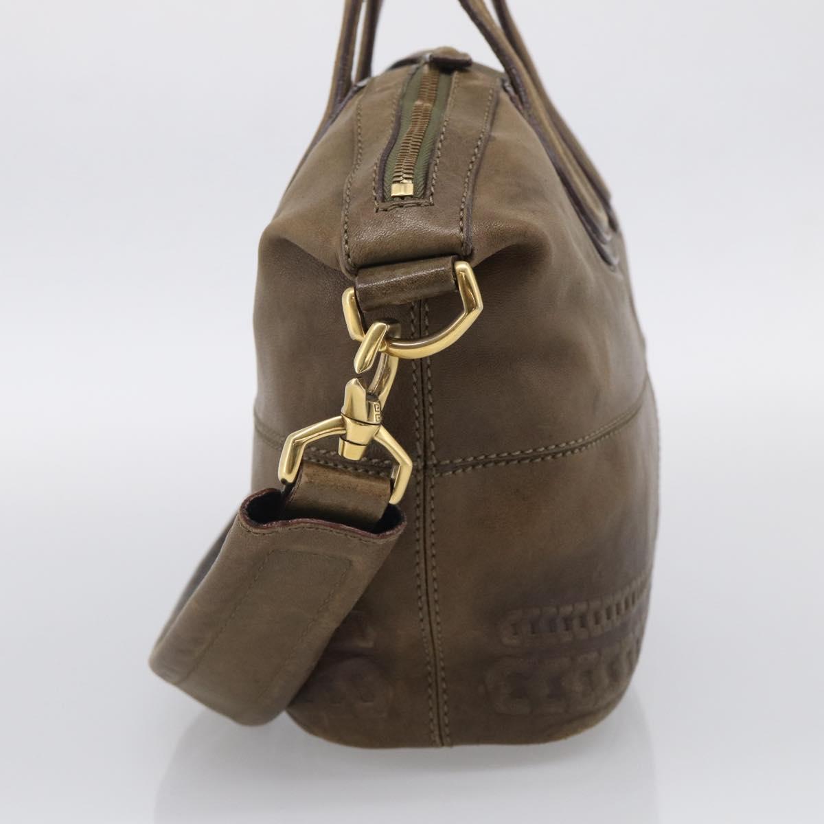 GIVENCHY Nightingale Hand Bag Leather 2way Brown Gold Auth 216153