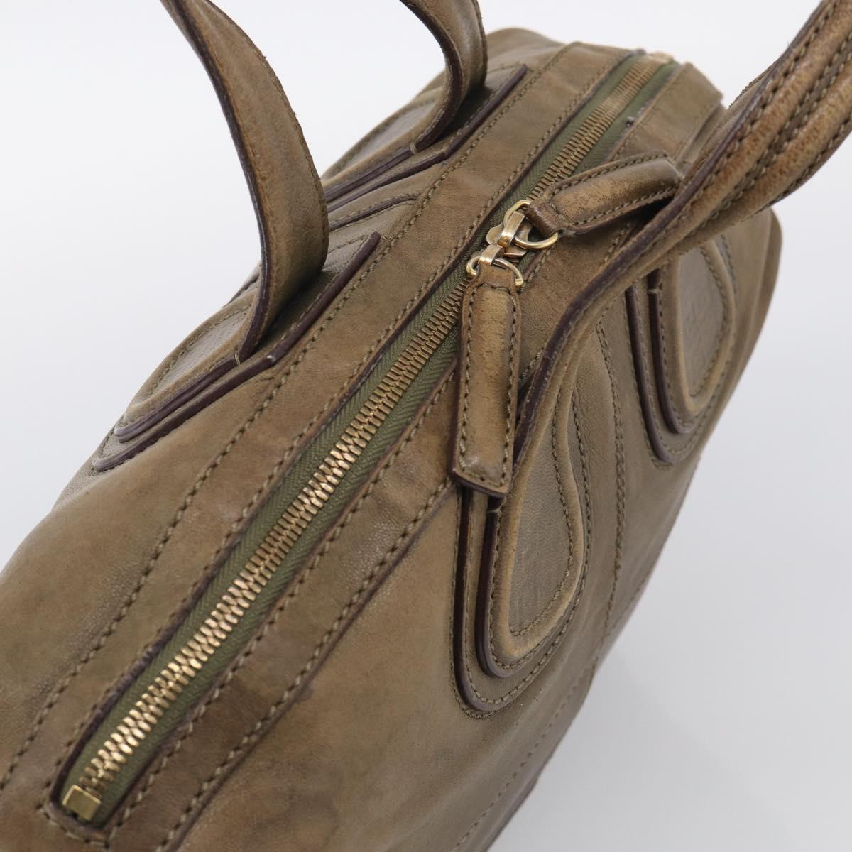 GIVENCHY Nightingale Hand Bag Leather 2way Brown Gold Auth 216153
