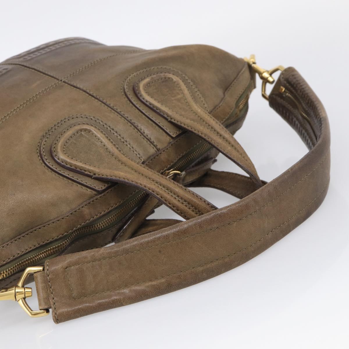 GIVENCHY Nightingale Hand Bag Leather 2way Brown Gold Auth 216153