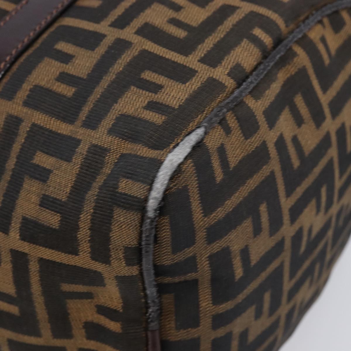 FENDI Zucca Canvas Hand Bag Brown Black Auth 216161