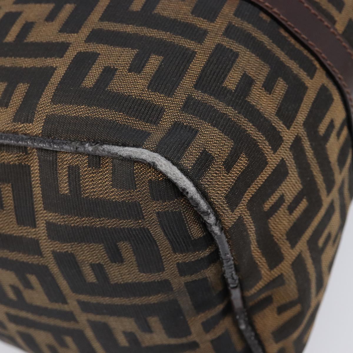 FENDI Zucca Canvas Hand Bag Brown Black Auth 216161