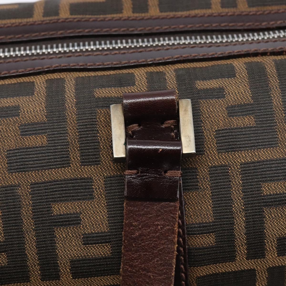 FENDI Zucca Canvas Hand Bag Brown Black Auth 216161
