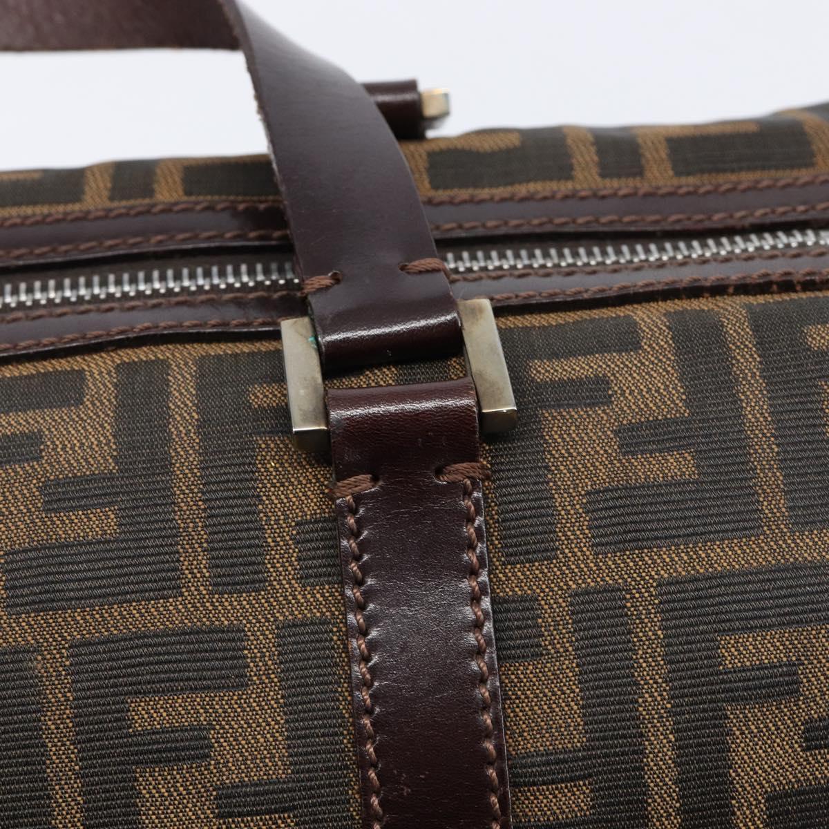 FENDI Zucca Canvas Hand Bag Brown Black Auth 216161