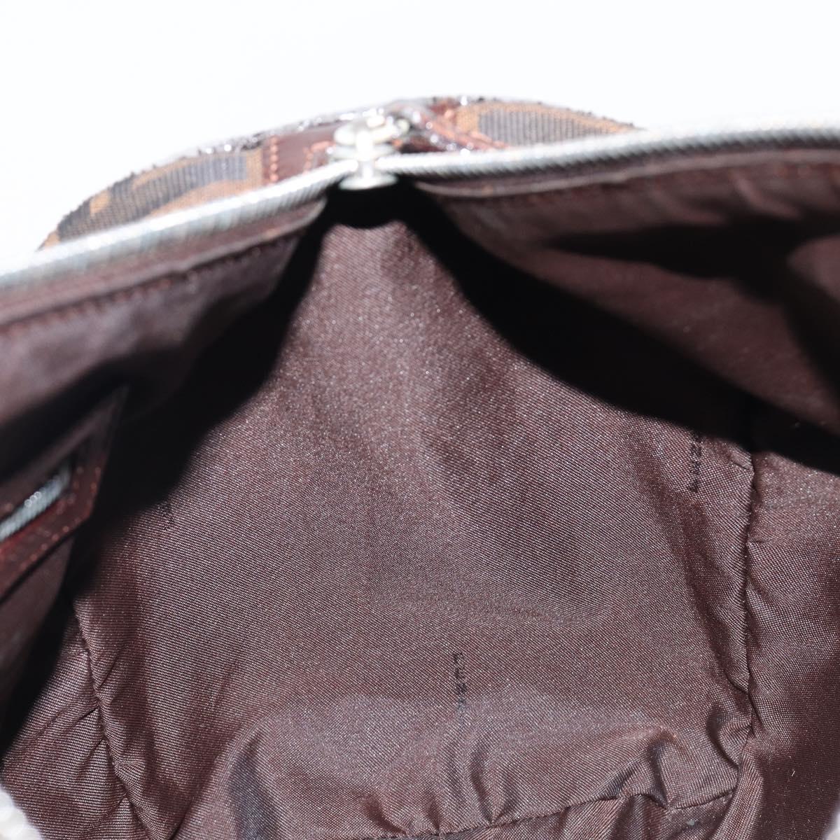 FENDI Zucca Canvas Hand Bag Brown Black Auth 216161