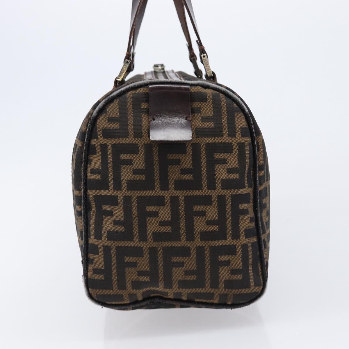FENDI Zucca Canvas Hand Bag Brown Black Auth 216161
