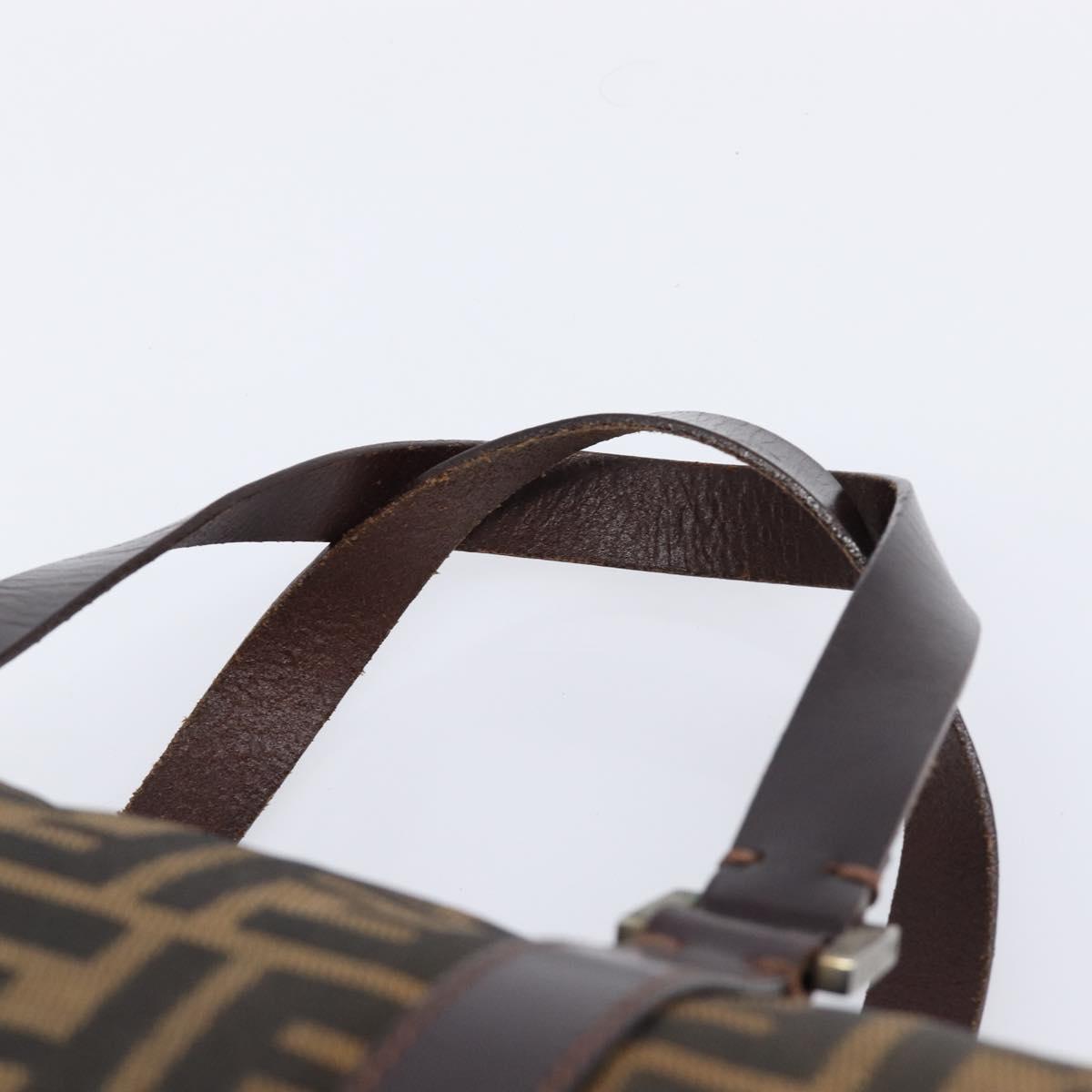 FENDI Zucca Canvas Hand Bag Brown Black Auth 216161