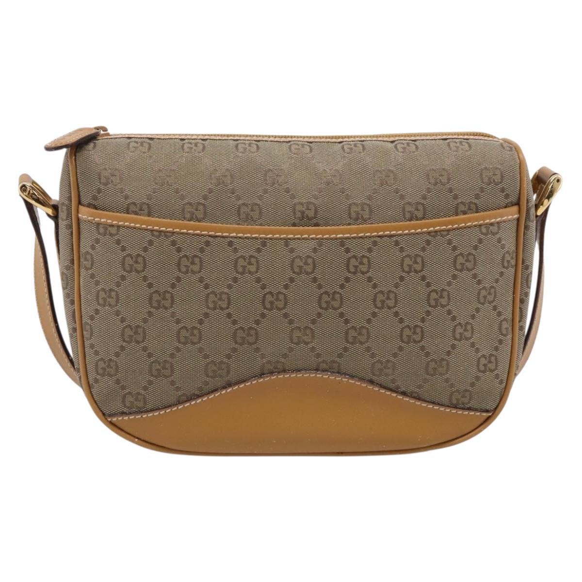GUCCI GG Supreme Shoulder Bag Beige Gold Auth 216162