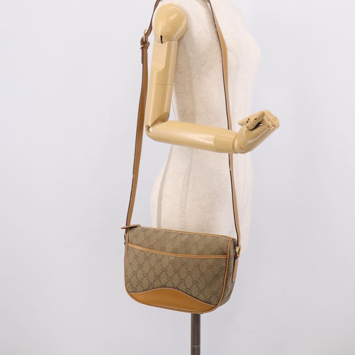 GUCCI GG Supreme Shoulder Bag Beige Gold Auth 216162
