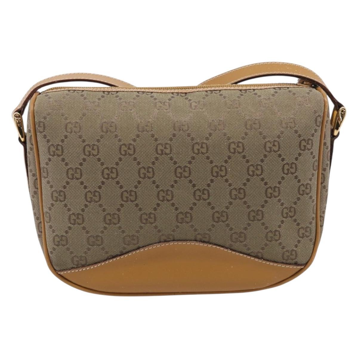 GUCCI GG Supreme Shoulder Bag Beige Gold Auth 216162