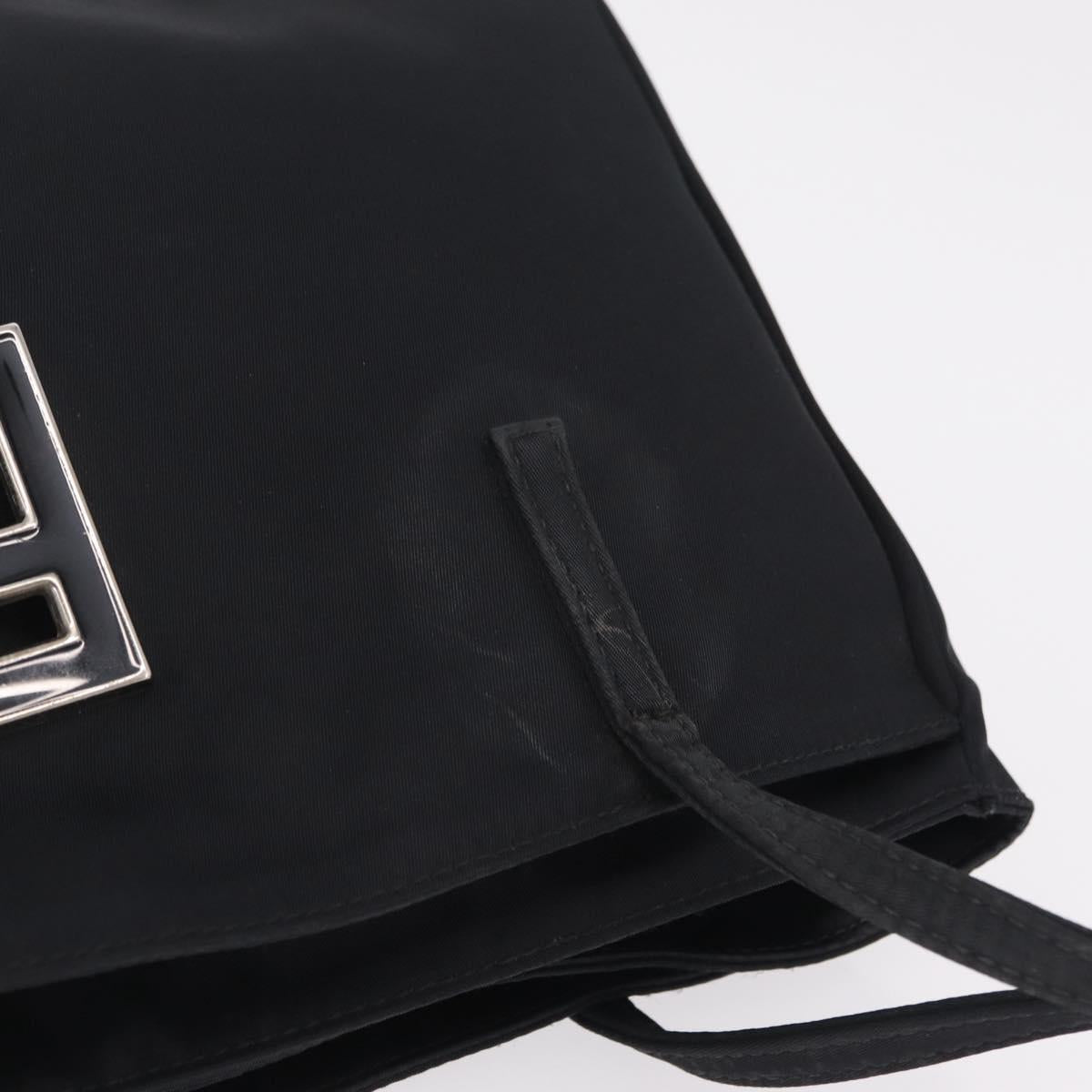 FENDI Tote Bag Nylon Black Silver Auth 216166A