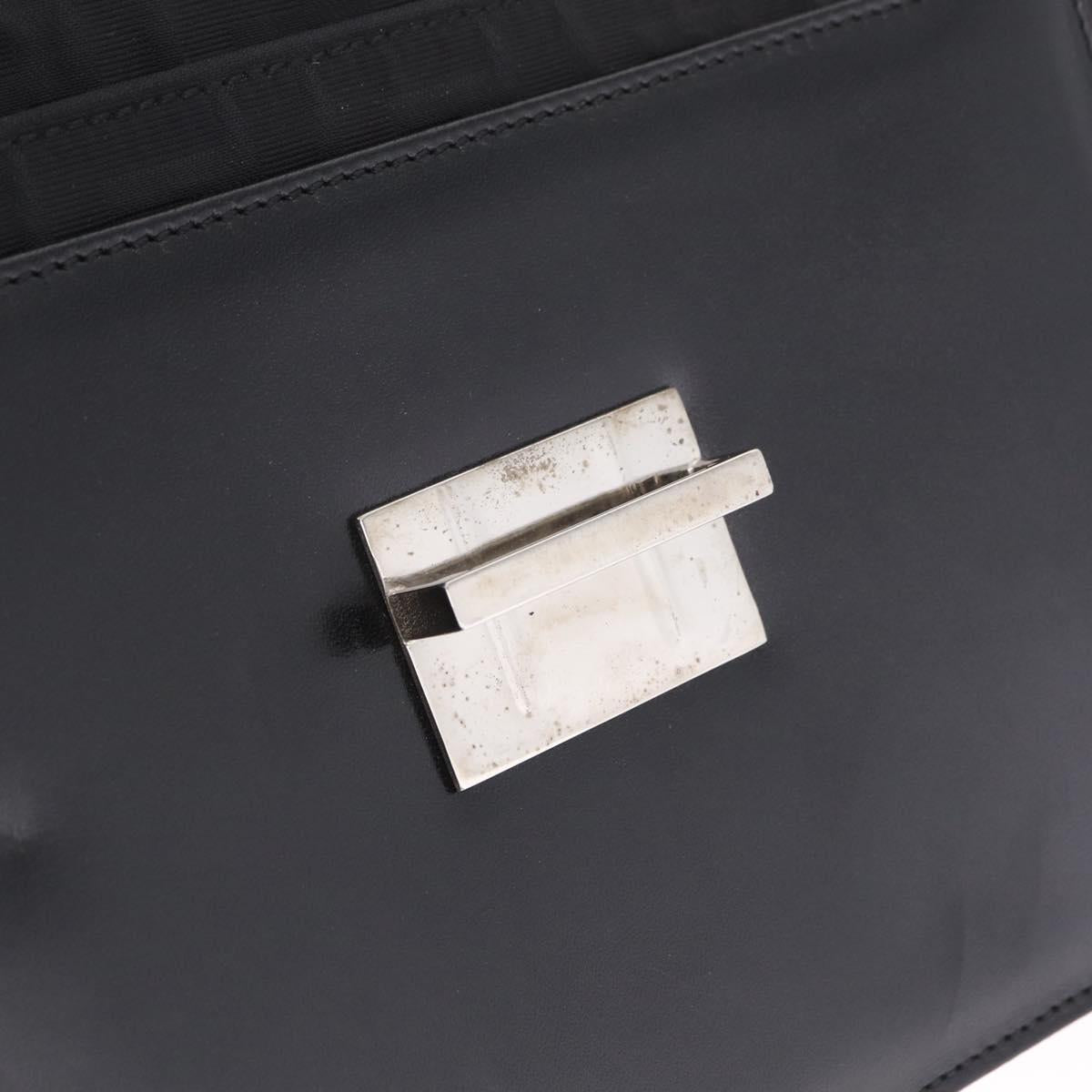 FENDI Zucca Canvas Clutch Bag Black Silver Auth 216171