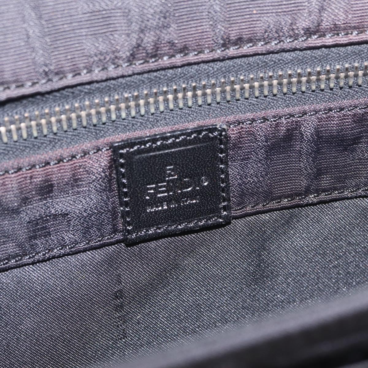 FENDI Zucca Canvas Clutch Bag Black Silver Auth 216171