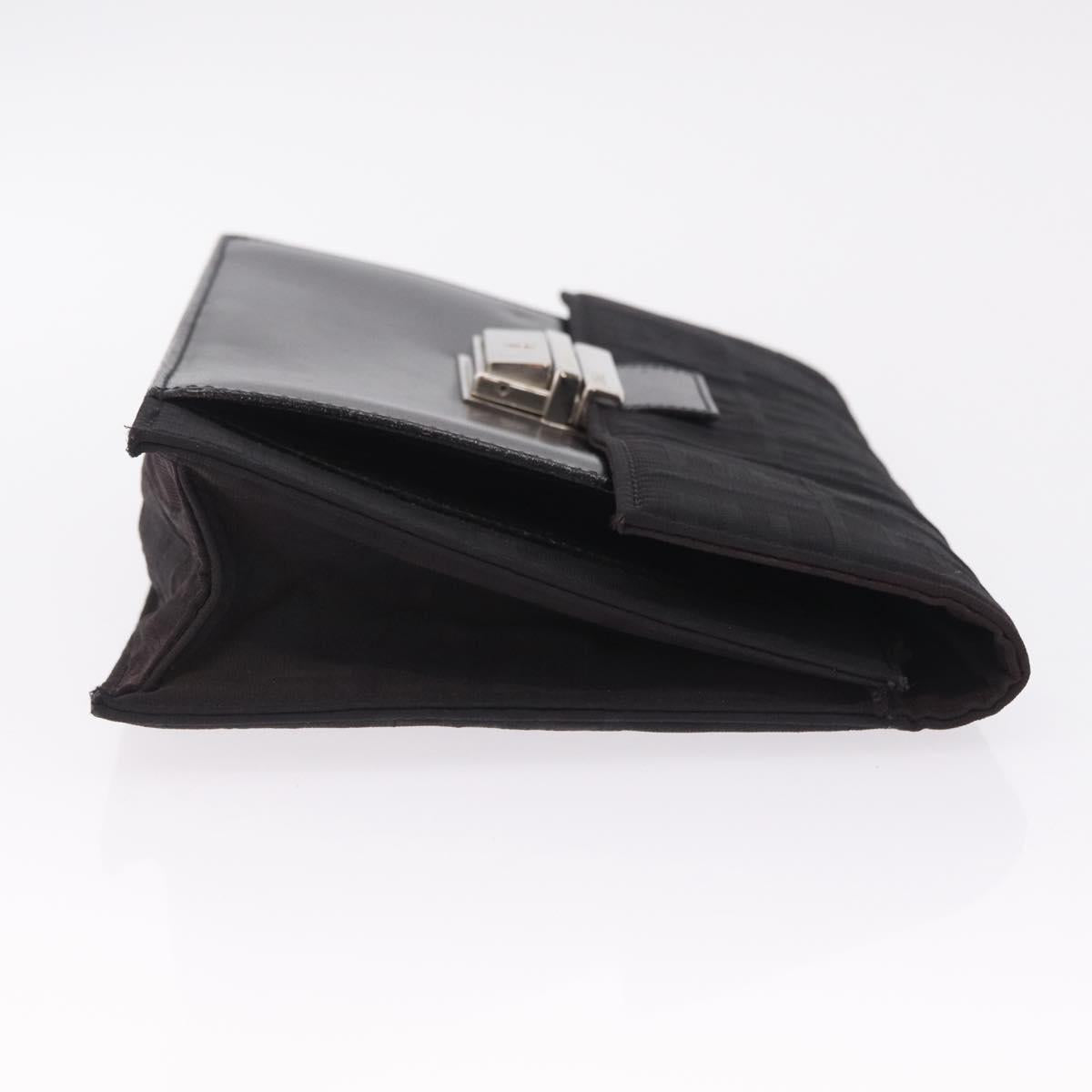 FENDI Zucca Canvas Clutch Bag Black Silver Auth 216171