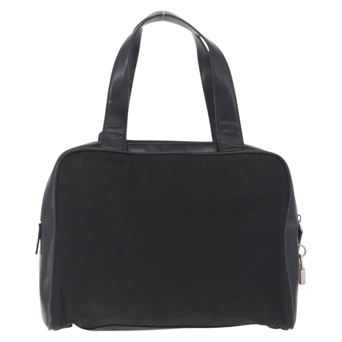 PRADA Hand Bag Nylon Black Silver Auth 216172
