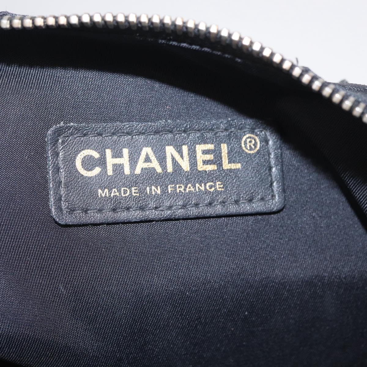 CHANEL New Travel Line Shoulder Bag Canvas Black Gold CC Auth 216176